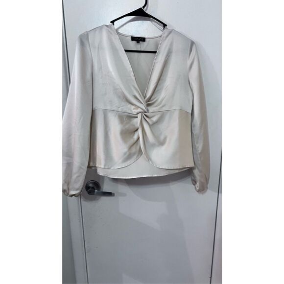 1 STATE SHEER CHIFFON LONG SLEEVED TOP SHAWL COLLAR SIZE XXS NEW - Picture 3 of 11